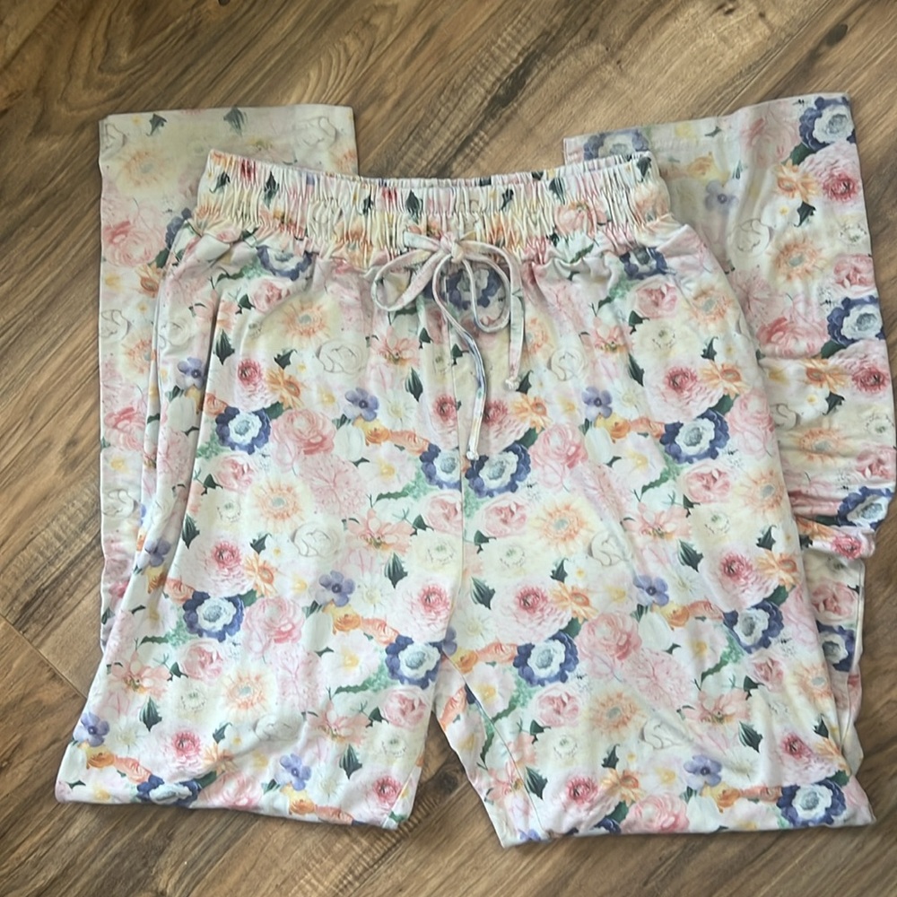 Laree & Co Women's Floral Bamboo Viscose Lounge Pants Size Medium